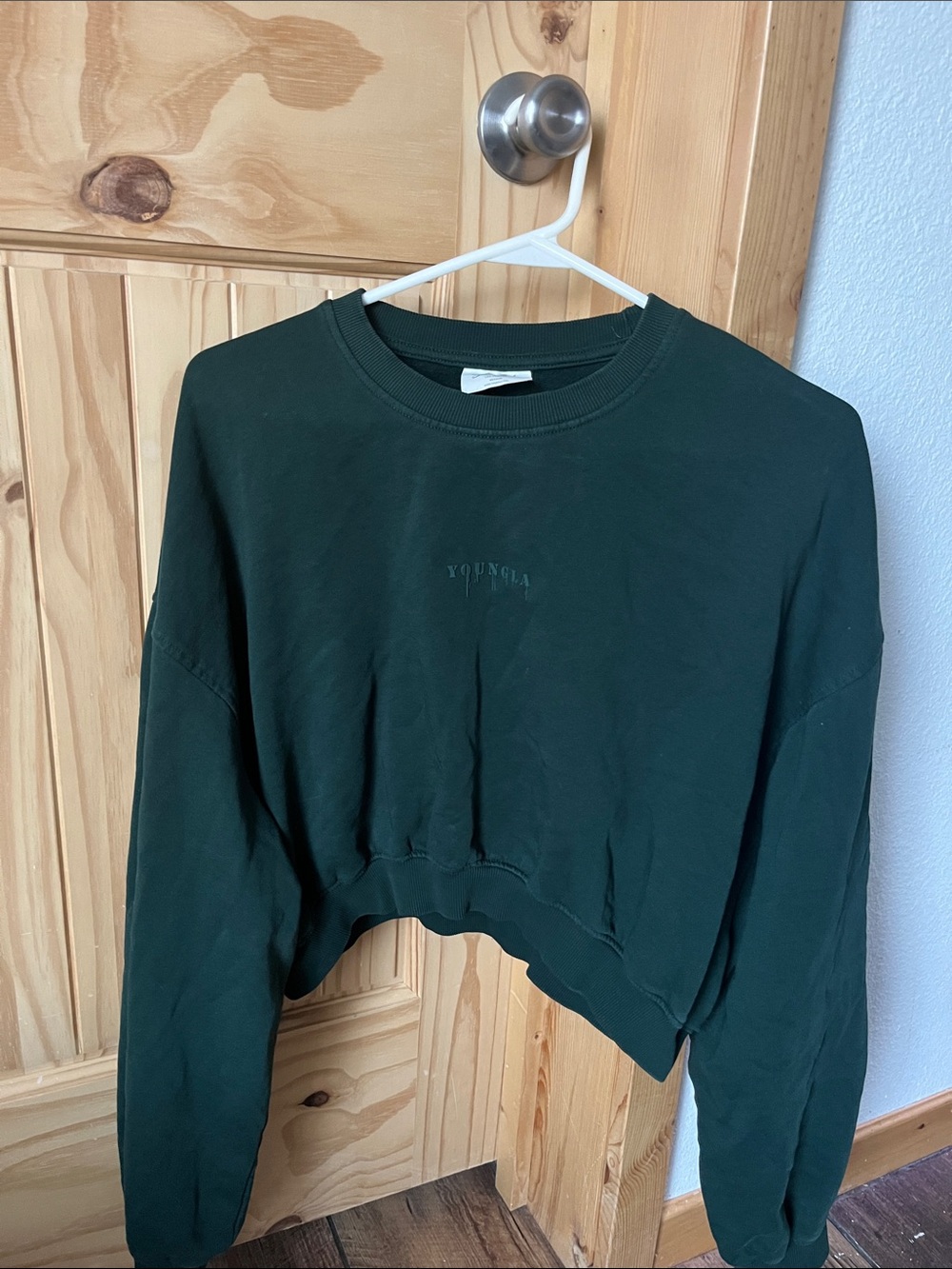 YoungLA Forest Green Cropped Crewneck Sweatshirt